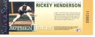 1991 RICKEY HENDERSON SILVER STAR AUTHENTICKET  