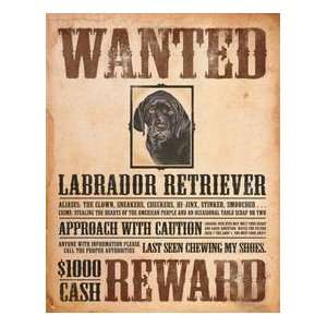  TIN SIGN Black Lab   Wanted Poster