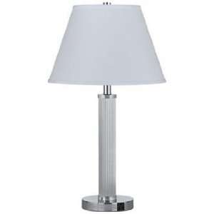  Ribbed Column Chrome Finished Steel Two Light Table Lamp 
