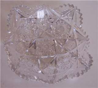   Brilliant Hand Cut Crystal Glass Candy Dish Bowl Pinwheel Starburst