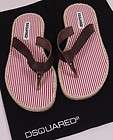 DSQUARED2 SHOES $320 RED CANDY STRIPE LEATHER ROPE BOUND THONG SANDAL 