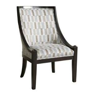  Brown & Blue Patterned High Back Accent Chair