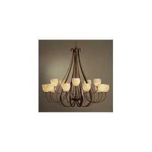   Sweeping Taper 15 Light Large Foyer Chandelier in Bronze with Stone