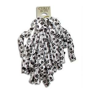 Black & White Puppy Paw Print 4 PK Curly Ribbons Peel & Stick Gift 
