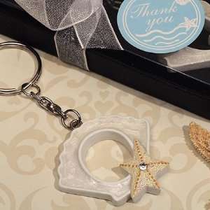  Seashell and Starfish Keychain 