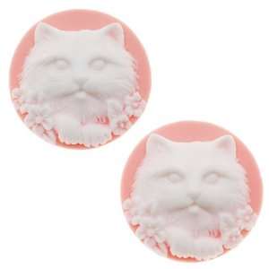   Pink With White Cats Face 25mm (2 Pieces) Arts, Crafts & Sewing