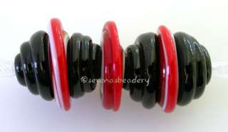 TANERES sra lampwork beads 6 RED MATTE Glass Cap  