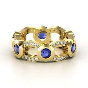  Locked In Band, 14K Yellow Gold Ring with Sapphire 