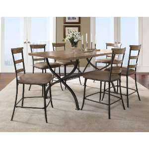   piece Counter Height Rectangle Wood Dining Set With Ladder Back Stools