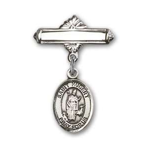  Baby Badge with St. Hubert of Liege Charm and Polished Badge Pin St 