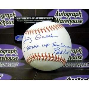 Jimmy Qualls Autographed/Hand Signed Baseball inscribed I Broke up Tom 