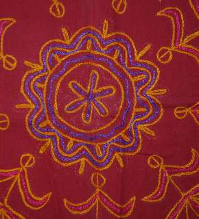 Maroon Art Embroidered Wall Hanging Tapestry Traditional Indian Work 