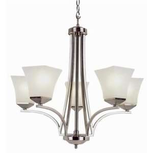  Five Light Chandelier with Squared Glass Size H24.50 X 
