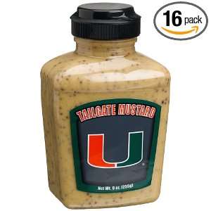 Tailgate Mustard University Of Miami, 9 Ounce Jars (Pack of 16)