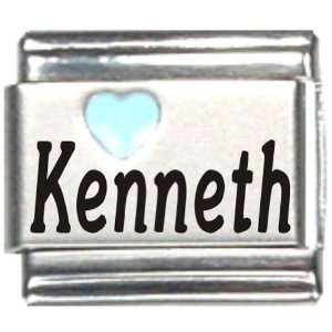  Kenneth Light Blue Heart Laser Name Italian Charm Link 