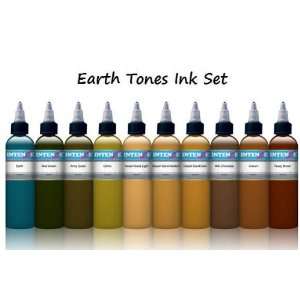  Earth Tones Color Tattoo Ink Set   10 Bottles 1oz 2oz or 