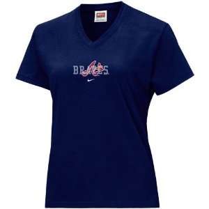 Nike Atlanta Braves Navy Blue Ladies Walk In The Park T shirt  