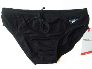 NWT Speedo Endurance Mens Brief Bikini Swimsuit Black Size 36  