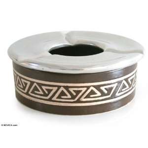  Ceramic and pewter ashtray, Moche Surf (large)