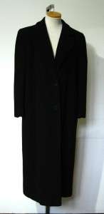 REGENCY Womens Pure Cashmere Black Overcoat Coat 10 12  