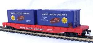 HO MODEL POWER MAINE CASKET CO FLAT W/ 2 CONTAINERS  