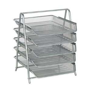  OfficeMax Mesh 5 Tier File Tray, Silver OM00834 Office 
