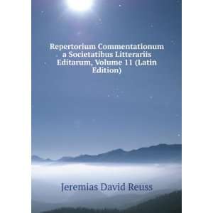   Editarum, Volume 11 (Latin Edition) Jeremias David Reuss Books