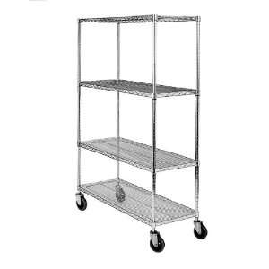 SPG MA Steel Wire Service Cart with Rubber Caster, 4 Shelves, Zinc 