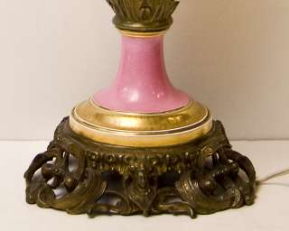 Antique Porcelain Table Lamp Depicting Paul & Virginie  