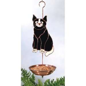 Black & White Cat Bird Feeder   21 tall, Glass Figures, with Drainage 