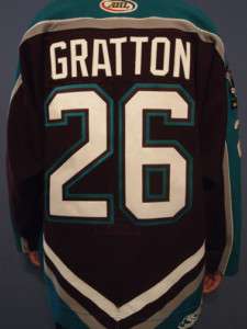 Josh Gratton GAME WORN Cincinnati Mighty Ducks Jersey  