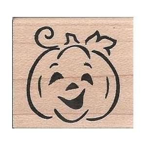  Cheery Pumpkin Wood Mounted Rubber Stamp (E130 