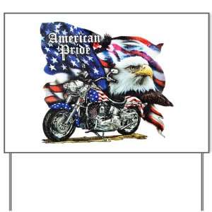   Sign American Pride US Flag Motorcycle and Bald Eagle 