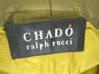 CHADO RALPH RUCCI Chartreuse Silk Tapered Pants Slacks  