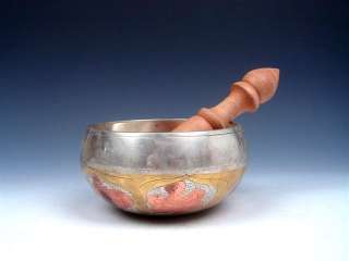 Tibet Copper Craft Gold Gilt Chakra Large Singing Bowl  