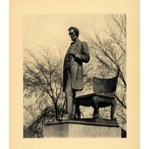 1908 Print Abraham Lincoln Park Chicago Statue Gaudens   Original 