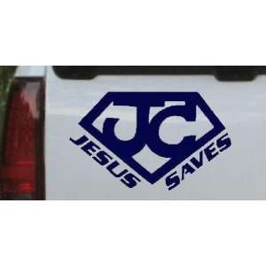 Jesus Saves Christian Car Window Wall Laptop Decal Sticker    Navy 