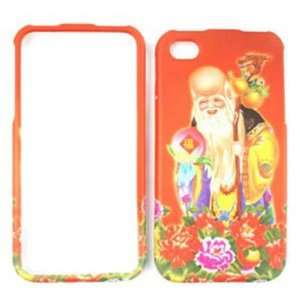  Apple iPhone 4 / 4s Chinese God with FLowers on Red Hard 