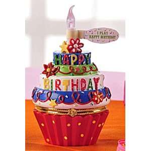  Musical Birthday Cupcake Trinket Box Blue