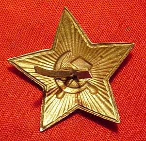 SOVIET REAL HAT PIN RED STAR BRONZE MILITARY HOT ENAMEL  