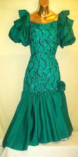 12 VTG 80s POUFY SEQUIN ASYM FISHTAIL GLAM TROPHY PROM PARTY PUFF SLVS 
