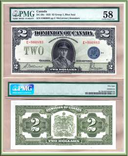 Prince of Wales $2 1923 Dominion of Canada Blue Seal DC26c PMG CHAU58 