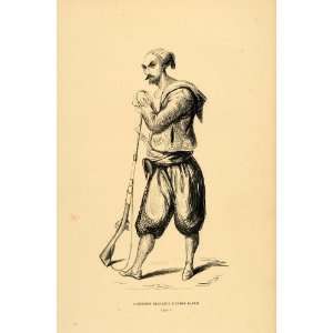  1844 Engraving Costume Infantry Soldier Gun Man Algeria 