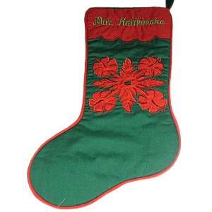 HAWAIIAN QUILTED CHRISTMAS HIBISCUS STOCKING 15 