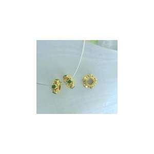  18K GOLD GORGEOUS CHROME DIOPSIDE BEADS 5 STONE SET 2PC 