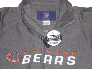 Chicago Bears mens Reebok NFL sideline jacket graphite grey full zip 