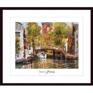   Print   Boat on the River   Artist Robert Zhang  Poster Size 24 X 30