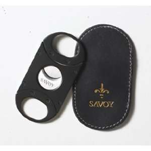  Cigar Cutter Savoy Cutter Black with Black Leather Case 