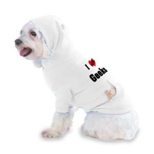 Love/Heart Geeks Hooded T Shirt for Dog or Cat LARGE   WHITE  