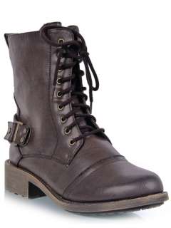   Lace Up Combat Military Heel Ankle Boot Booty sz Brown relax60  